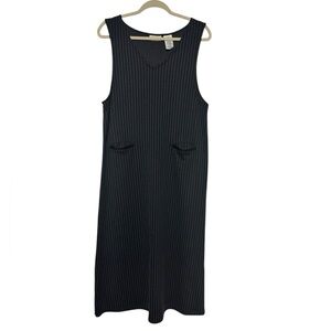 White Stag Y2K Gothic Black Gray Pinstripe Jumper Dress Size L‎ Wednesday Addams